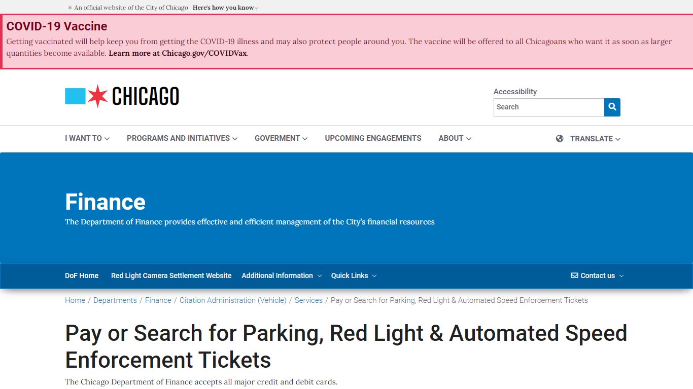 Pay or Search for Parking, Red Light & Automated Speed ... - Chicago